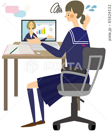 オンライン授業　困る学生　ベクター　イラスト 65626532