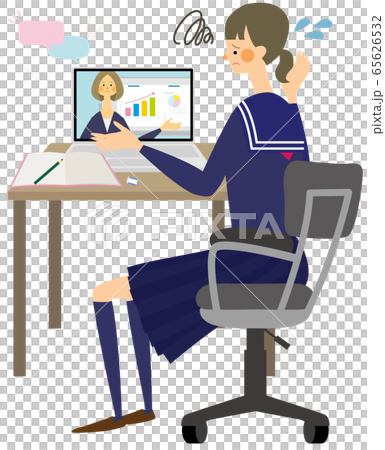 オンライン授業　困る学生　ベクター　イラスト 65626532