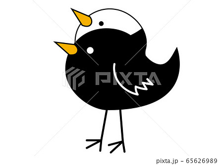 頭が二つの鳥ヨゲンノトリのイラスト コミカルタッチ横向き白背景 頭が二つの鳥ヨゲンノトリのイラスト コミカルタッチ横向き白背景 65626989
