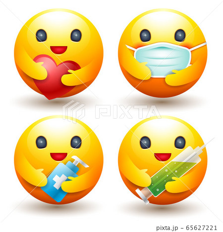 Smiley set icon, Protect .disease concept, caring 65627221