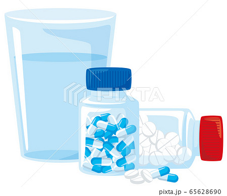 Bottled Capsule Pill Icon A With Water Stock Illustration 65628690 Pixta