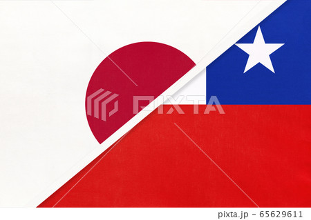 Japan and Republic of Chile, symbol of two flags 65629611