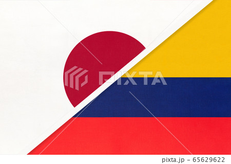 Japan and Colombia, symbol of two national flags. 65629622