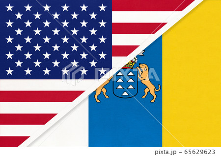USA and Canary Islands national flag from textile. 65629623