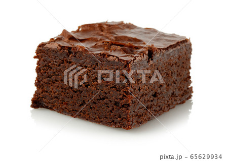 Slice of brownie isolated on white Slice of brownie isolated on white 65629934