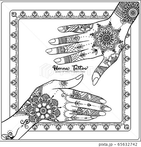 Hands with traditional indian henna tattoo. Hands with traditional indian henna tattoo. 65632742
