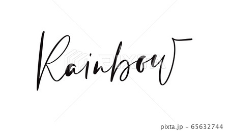 Rainbow calligraphy lettering text for social media content. Vector hand drawn illustration design for style poster, t shirt print, post card, kids video blog cover Rainbow calligraphy lettering text for social media content. Vector hand drawn illustration design for style poster, t shirt print, post card, kids video blog cover 65632744