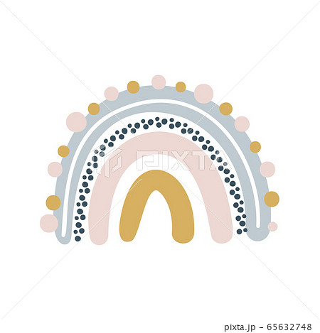 Cute vector rainbow in scandinavian style isolated on white background for kids. Hand drawn cartoon illustration for posters, prints, cards, fabric, children books, interior design 65632748
