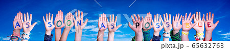 Children Hands Building Word As Soon As Possible, Children Hands Building Word As Soon As Possible, 65632763