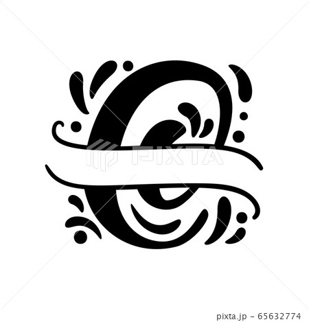 Split letters name Vector Hand Drawn calligraphic floral monogram or logo. Uppercase Hand Lettering Letter C with swirls and curl. Wedding Floral Design 65632774