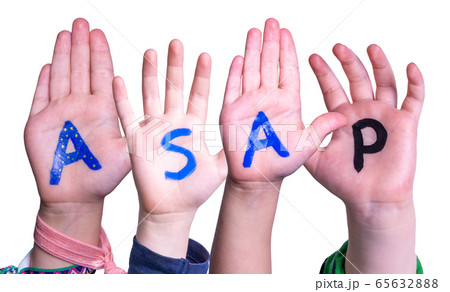 Children Hands Building Word ASAP, Isolated 65632888