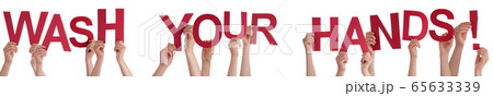 People Hands Holding Word Wash Your Hands, People Hands Holding Word Wash Your Hands, 65633339