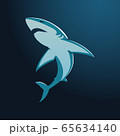 Great white shark sign logo on blue background 65634140