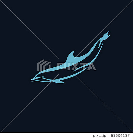 Dolphin line logo sign emblem 65634157