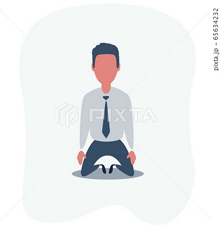 Sad unhappy businessman office worker manager standing on his knees and prey. 65634232