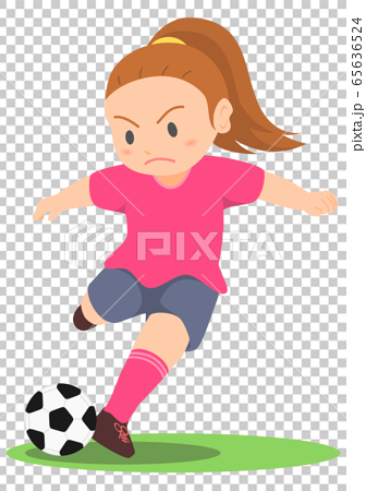 サッカー シュート 女子のイラスト素材