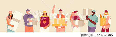 People couriers delivery vector People couriers delivery vector 65637305