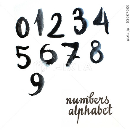 Watercolor black numbers 65637636