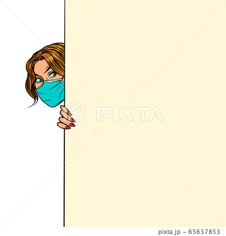 a woman in a medical mask Poster advertising announcement 65637853