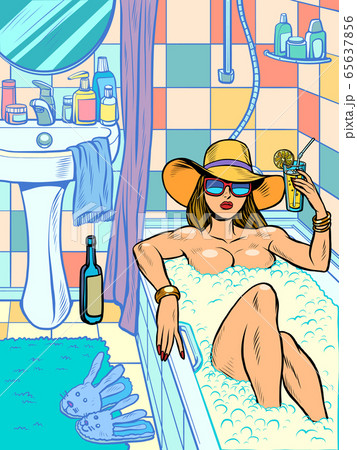 a woman takes a bath a woman takes a bath 65637856
