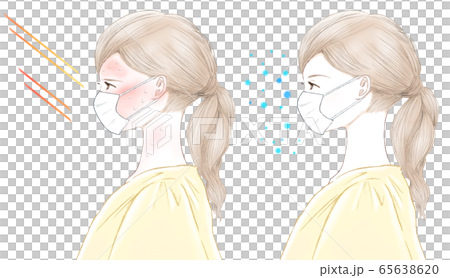 口罩中暑和酷口罩的女人插圖 口罩中暑和酷口罩的女人插圖 65638620