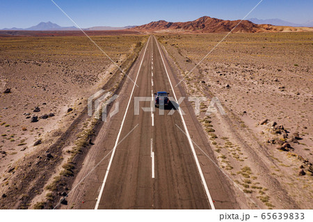 Aerial Road of Andes Range and Route 23 - Miscanti Lagoon and Red Rock 65639833