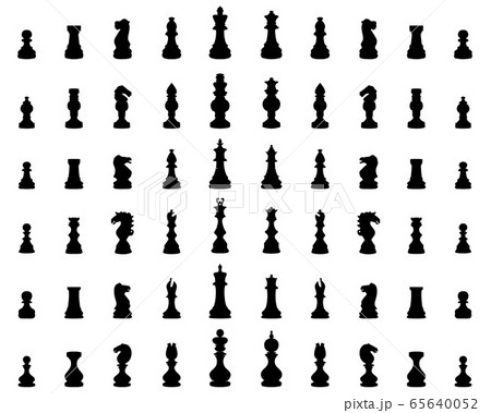Black silhouettes  of chess figures on a white background 65640052