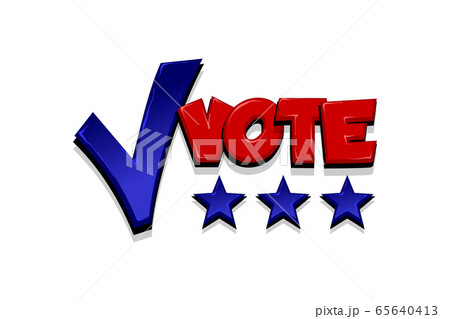 Vote positive checkmark election icon text pop art 65640413