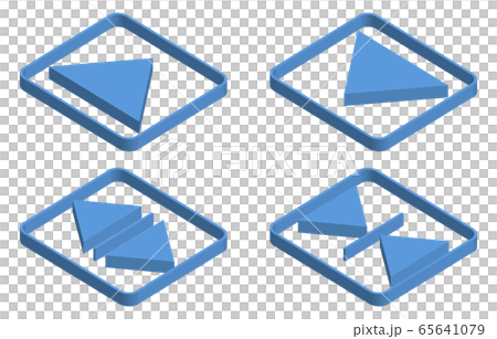 Isometrics blue button icon set 65641079