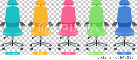 オフィスチェア 正面 ヘッドレスト付 ５色のイラスト素材