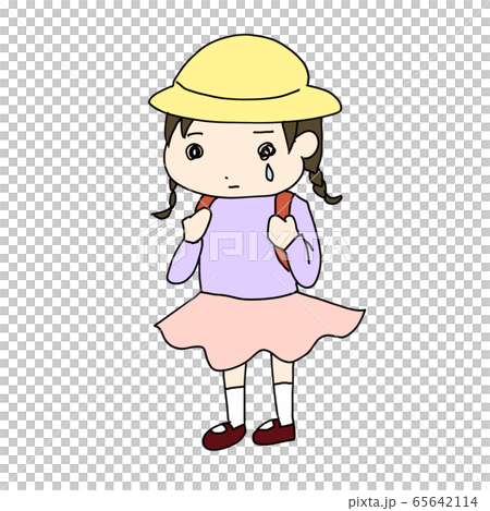 泣いている女の子 小学生 イラストのイラスト素材