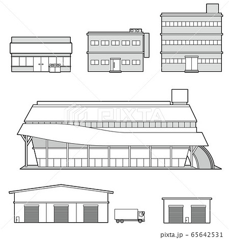 建物 コンビニ ショッピングモール 倉庫のイラスト素材