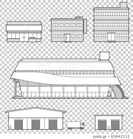 建物 コンビニ ショッピングモール 倉庫のイラスト素材