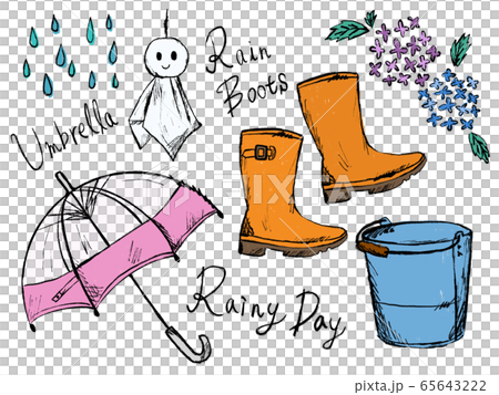 Hand drawn illustration image of rain and rainy season Hand drawn illustration image of rain and rainy season 65643222