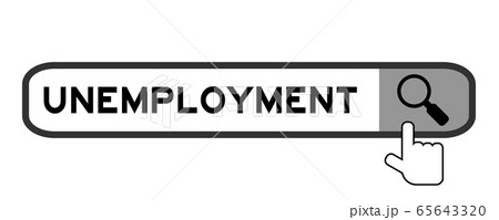 Search banner in word unemployment with hand ver magnifier icon on white background Search banner in word unemployment with hand ver magnifier icon on white background 65643320