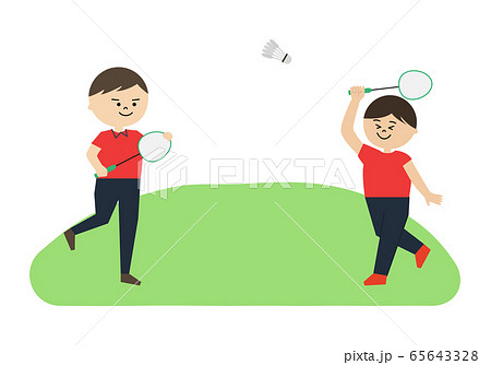 バドミントン　親子　イラスト 65643328