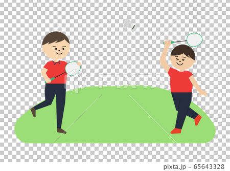 バドミントン　親子　イラスト 65643328