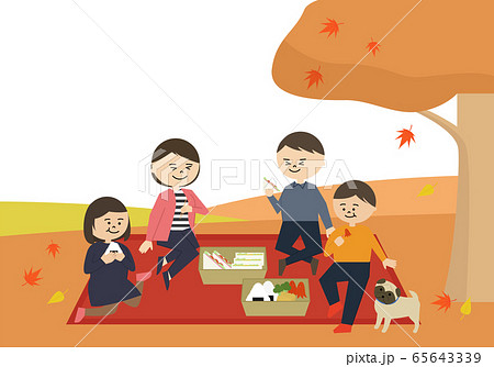 家族 ピクニック 秋 イラストのイラスト素材
