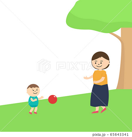 親子 ボール遊び イラストのイラスト素材