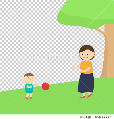 親子 ボール遊び イラストのイラスト素材