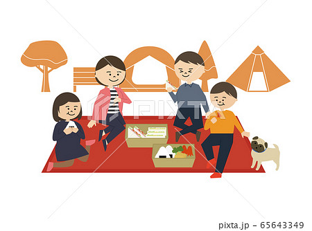 家族 秋 ピクニック イラストのイラスト素材