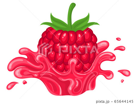 Fresh bright raspberry juice splash burst isolated 65644145