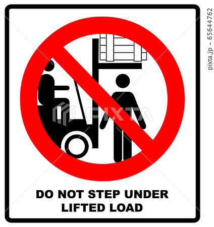 No people under raised forks. Flat vector illustration isolated on white. Warning banner. Prohibition symbol 65644762