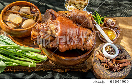 Stewed pork leg with boiling sweet gravy sauce and 65644909