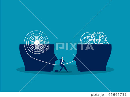 The opposite mindset chaos and order in thoughts concept. vector illustration The opposite mindset chaos and order in thoughts concept. vector illustration 65645751