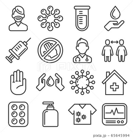 Coronavirus Icons Set on White Background. Line Style Vector Coronavirus Icons Set on White Background. Line Style Vector 65645994