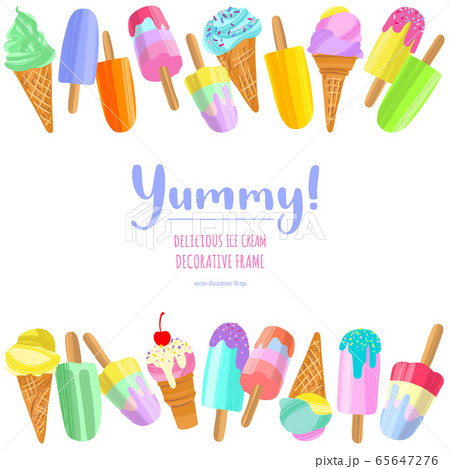 Delicious colorful ice cream hand drawn decorative border. 65647276