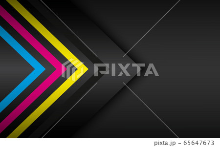 Cmyk arrows on black metal background. Abstract modern vector template with place for your text 65647673