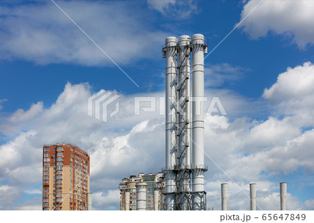 Industrial pipes without air pollution in an urban 65647849