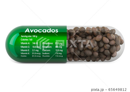 Avocado, vitamins and minerals composition 65649812